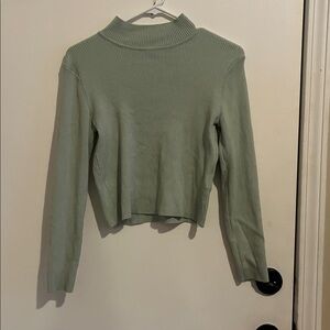 Divided Light Green Ribbed Long Sleeve Top
